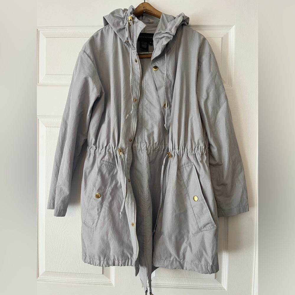 Women’s Light Gray Utility Jacket with Gold Accents
